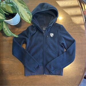 Navy Blue Zip Up Sweater with Hood